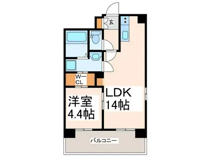 LAGOA湖東(1LDK/10階)の間取り写真