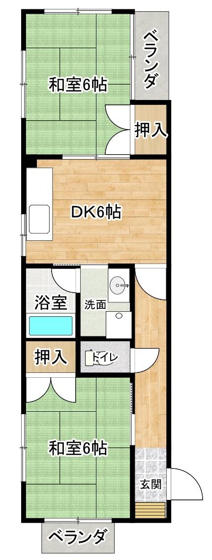 Gハイツ(2DK/4階)の間取り写真