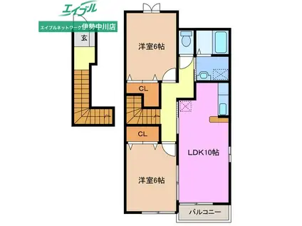 ポラリスA棟(2LDK/2階)の間取り写真