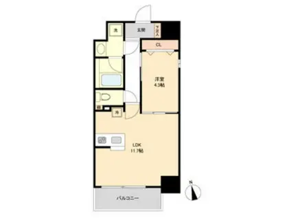 レジデンシア花の木(1LDK/10階)の間取り写真