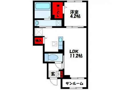 ヴィアラッテアII(1LDK/1階)の間取り写真