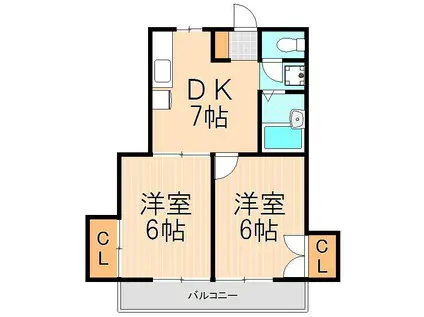 グランドールアイダE棟(2DK/2階)の間取り写真