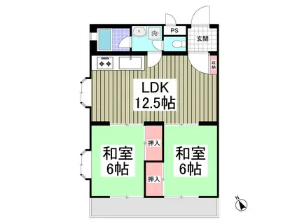 レジデンス河田(2LDK/1階)の間取り写真