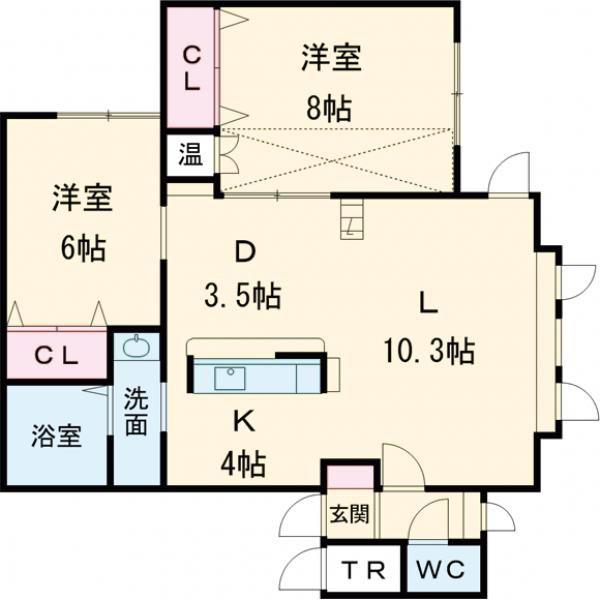 ポイント(2LDK/2階)の間取り写真