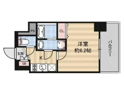 エスリード松屋町グレイス(1K/8階)の間取り写真