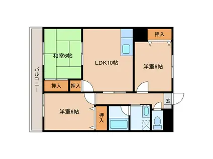 ガーデンハイツ松岡(3LDK/2階)の間取り写真