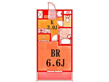 アスタリスク日吉(1K/1階)の間取り写真