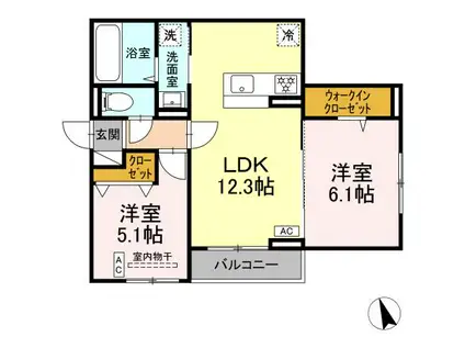 フォルテーヌ・イイクラI(2LDK/1階)の間取り写真