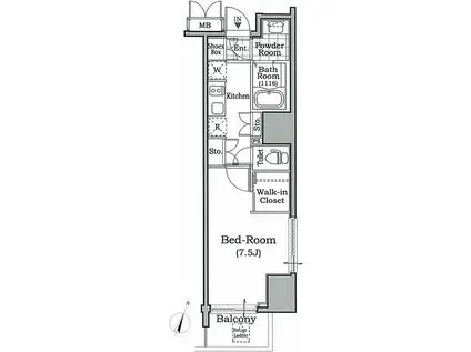 レジディア文京本駒込(1K/4階)の間取り写真