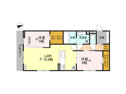 ラ ヴィータ鳳(2LDK/2階)の間取り写真