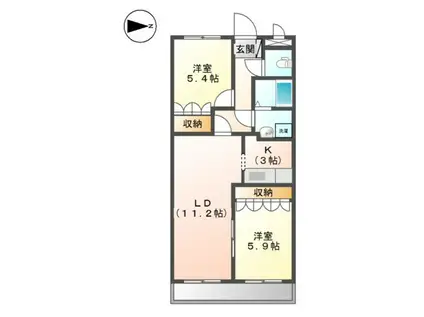 パインヒルズI(2LDK/1階)の間取り写真