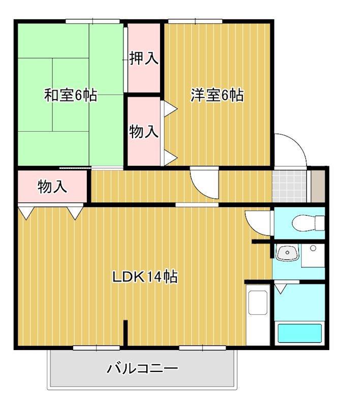 ハイツ王塚(2LDK/2階)の間取り写真