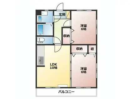 ソレアード(2LDK/3階)の間取り写真