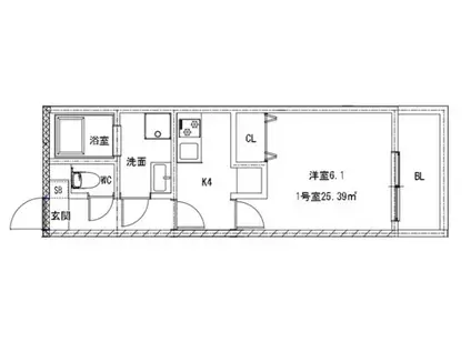 アドバンス中広町(1K/2階)の間取り写真