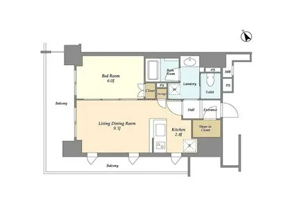 JP NOIE三田(1LDK/7階)の間取り写真