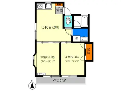 サンハイム(2DK/2階)の間取り写真