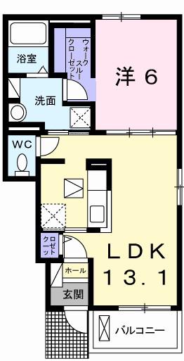 H・Tミニョン姫路(1LDK/1階)の間取り写真
