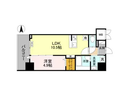 ストーリア茨木(1LDK/4階)の間取り写真