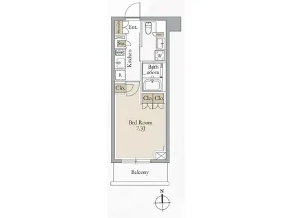 クロスレジデンス高田馬場(1K/2階)の間取り写真