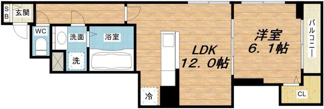 エスポワール立葉(1LDK/2階)の間取り写真