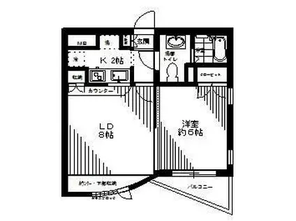 ベルトピア南浦和II(1DK/1階)の間取り写真
