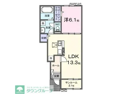 グランリーザI(1LDK/1階)の間取り写真