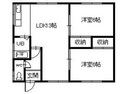北進ハイツ(2LDK/2階)の間取り写真