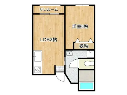 OLA COURT 西田辺(1LDK/3階)の間取り写真