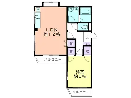 マンハイム(1LDK/2階)の間取り写真