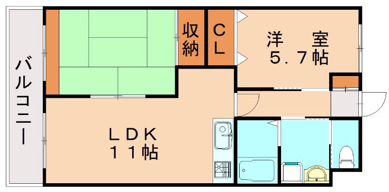 BELL39(2LDK/2階)の間取り写真