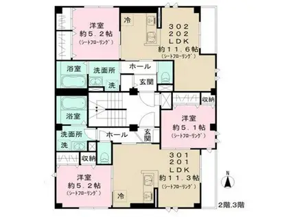 川崎市中原区木月3丁目計画(1LDK/2階)の間取り写真