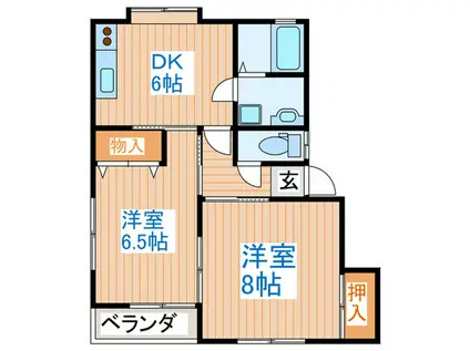 コーポラス都C(2DK/2階)の間取り写真