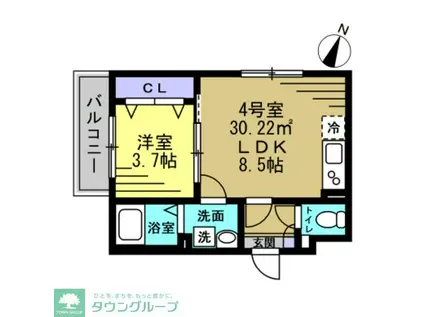 AJ南流山(1LDK/3階)の間取り写真