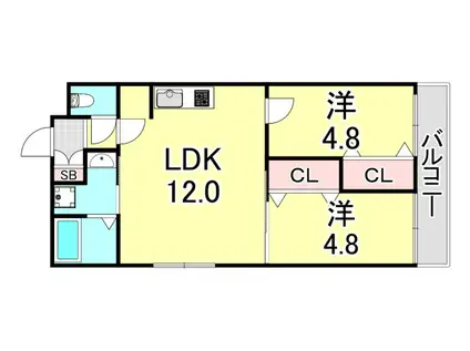 CASA垂水駅前(2LDK/1階)の間取り写真