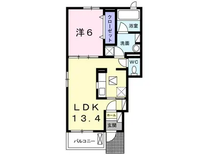 ブルースターC(1LDK/1階)の間取り写真