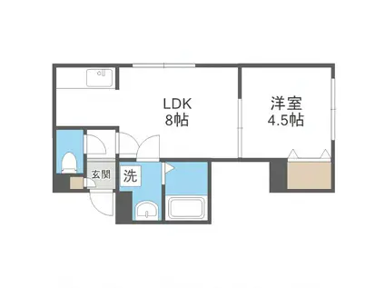 シャイニングスター菊水(1LDK/3階)の間取り写真