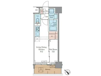 LUXENAプラスPAWS南行徳(1LDK/2階)の間取り写真