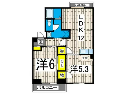 ボンエルフミマツ(2LDK/1階)の間取り写真