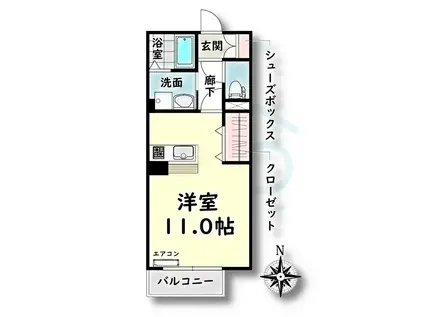 はなみずき(ワンルーム/1階)の間取り写真