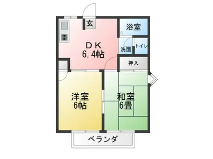 シティハイツ辰和(2DK/1階)の間取り写真