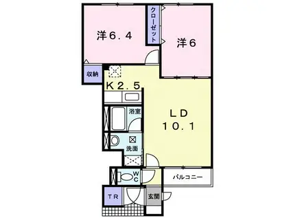 アバンツァート追分I(2LDK/1階)の間取り写真
