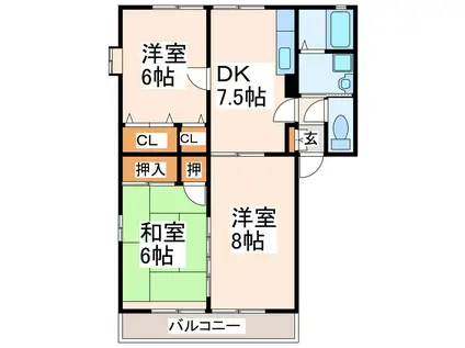 コーポMII(3DK/1階)の間取り写真