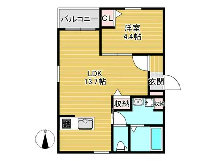 アークレジデンス中村日赤(1LDK/1階)の間取り写真