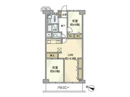 日商岩井草加マンション(2LDK/7階)の間取り写真