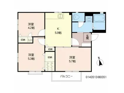 シャーメゾン野中B(3K/2階)の間取り写真