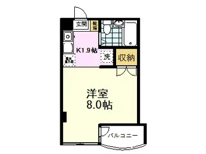 北町マンションK-0(1K/2階)の間取り写真
