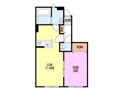 フェリーチェ大豆(1LDK/1階)の間取り写真