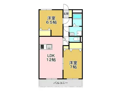 クアトロ(2LDK/3階)の間取り写真