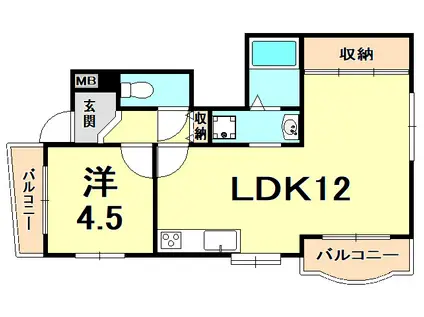 JOY PARK(1LDK/2階)の間取り写真