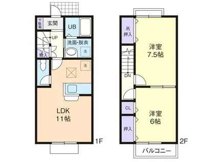 サンライズ弐番館(2LDK/1階)の間取り写真